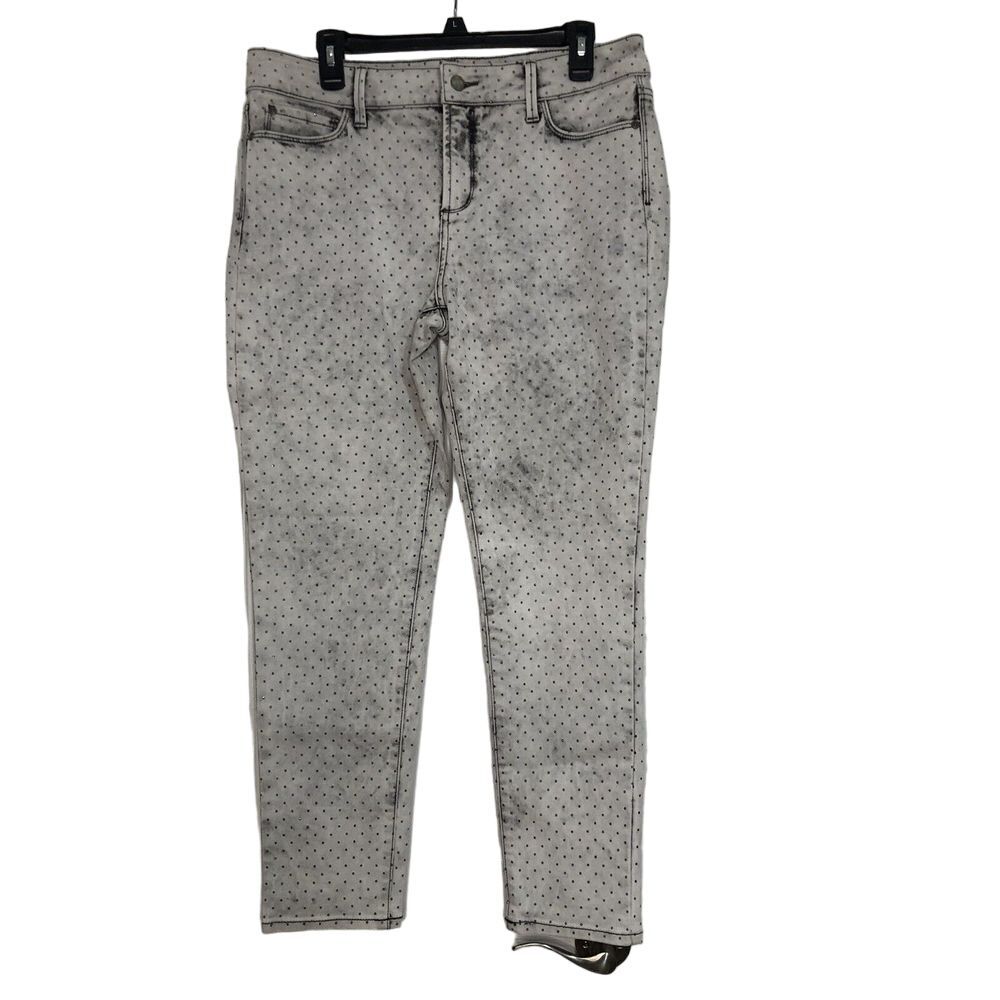 NYDJ Women's Size 12 Jeans Clarissa‎ Ankle Gray Polka Dot Glitter
